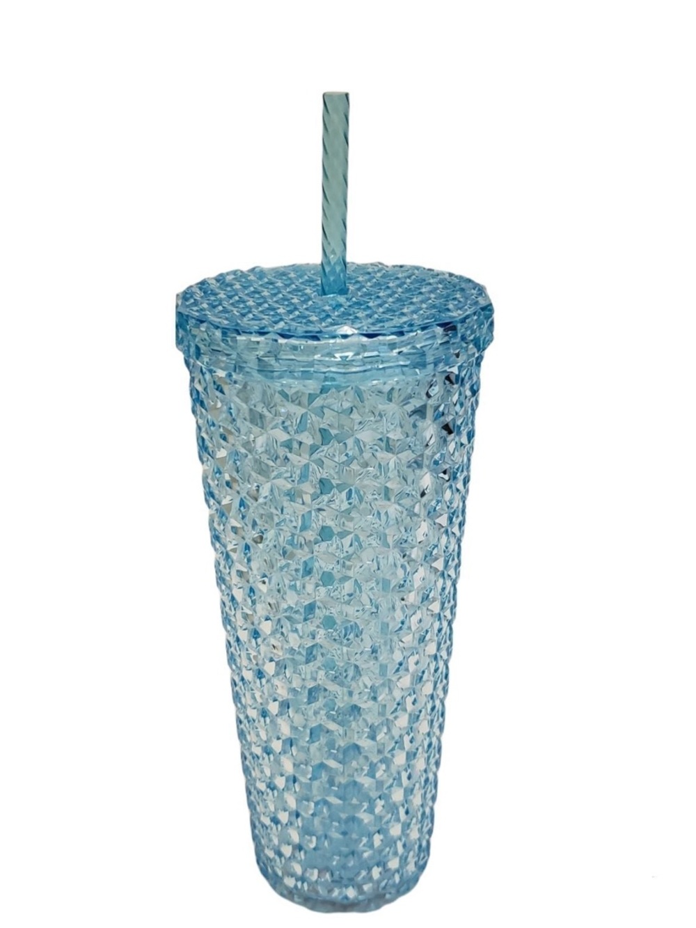 Crystal Blue Double Wall Acrylic Tumbler Cup 24 oz NWT Holiday Time Textured